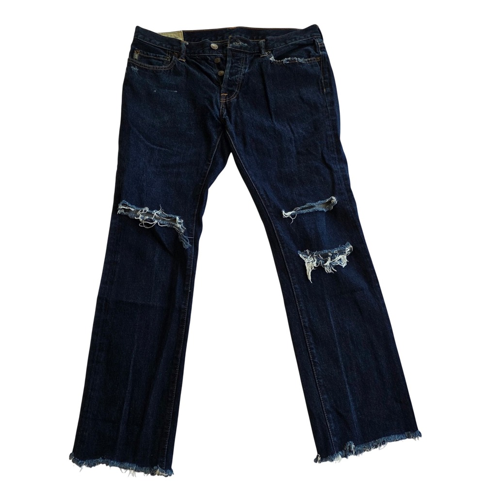 Abercrombie & Fitch Mens The A&F Skinny Distressed Jeans Dark Wash 34x34 (35x28)